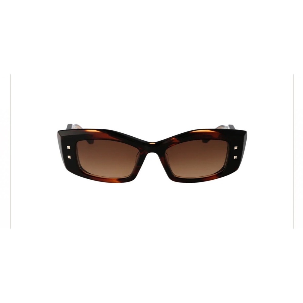 Valentino V Quattro Sunglasses Tortoise Studded Acetate Brown Gradient Lenses‎